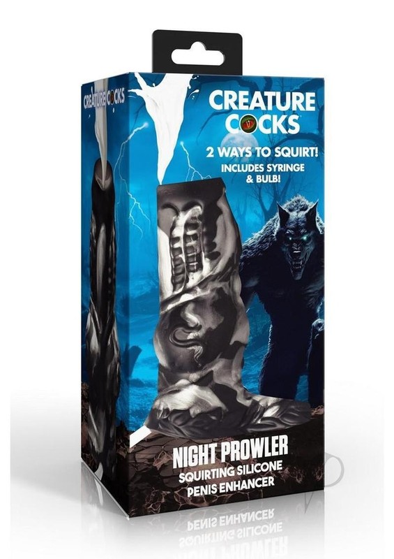 Creature Cocks Night Prowler Squirting Silicone Penis Enhancer Silver