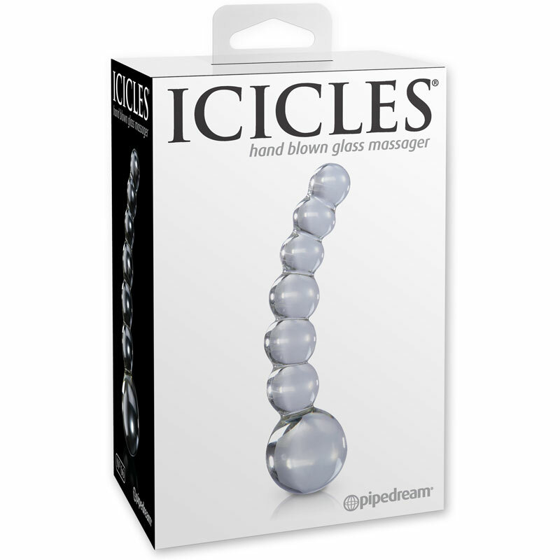 Icicles No. 66 G-Spot P-Spot Stimulation Curved Beaded Glass Wand Massager