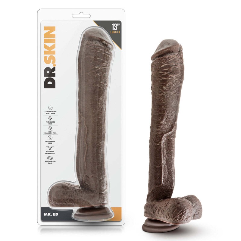 Blush Dr. Skin-Mr. Ed-13 » Extra Long 2&Prime;Thick Realistic Dildo-Strap On-Brown