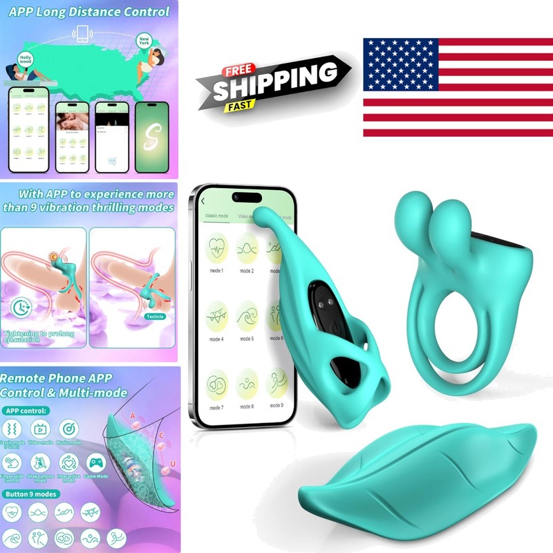 1 Couple Vibrator Kit with App Control Cock Ring Panty Vibrator and Finger Toy