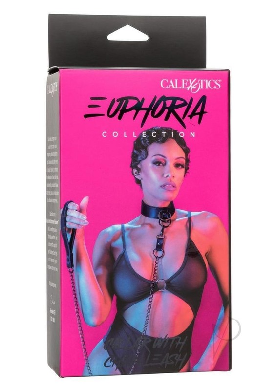 Euphoria Collection Collar with Chain Leash – Black