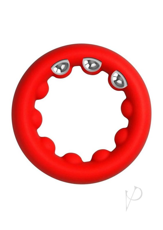 Jock Weighted Silicone Cock Ring Set - Black and Red gallery