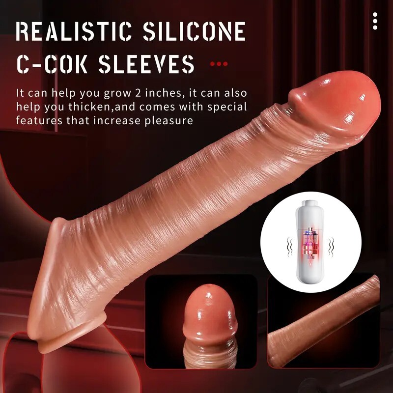 Realistic Extra Long Male Penis Extension Sleeve Extender Lifelike Cock Sheath