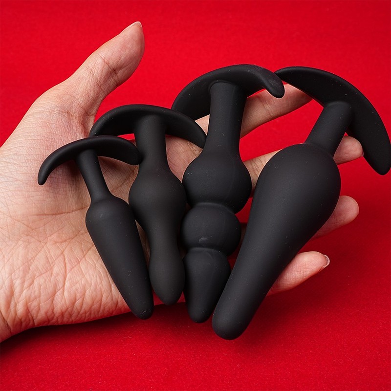 Silicone 4PCS Anal-Butt Plug G-spot Prostate Massager Dildo Training Starter Kit