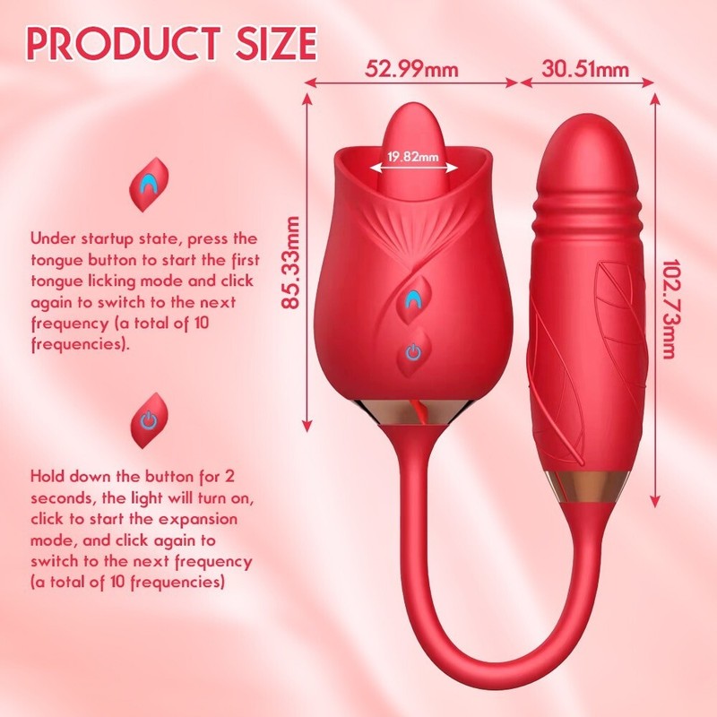 Oral Clit Licking Rose Vibrator G-Spot Telescopic Dildo Adult Sex Toys For Women gallery