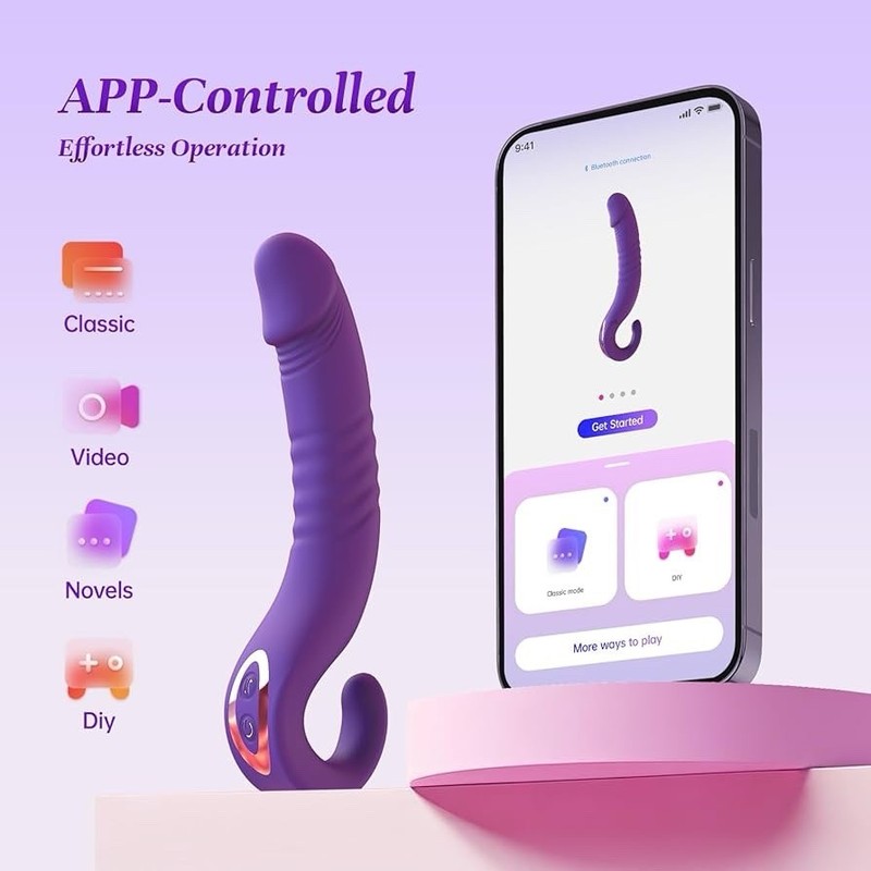 Curved 7-Thrusting 7-Vibrating Dildo Sex Toy 7.8” In G Spot Vibrator App Control gallery