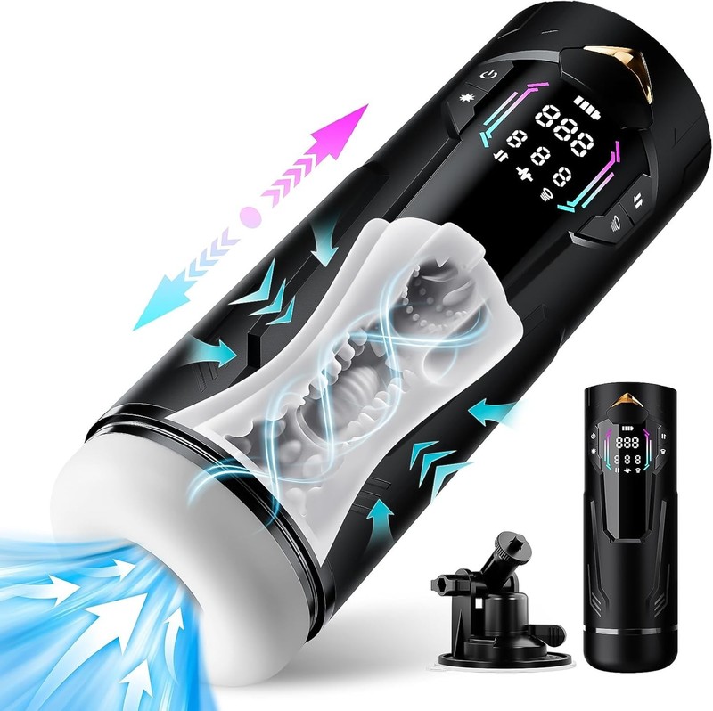 Male Masturbaters Automatic HandsFree Rotating Cup Thrusting Stroker Lubricants