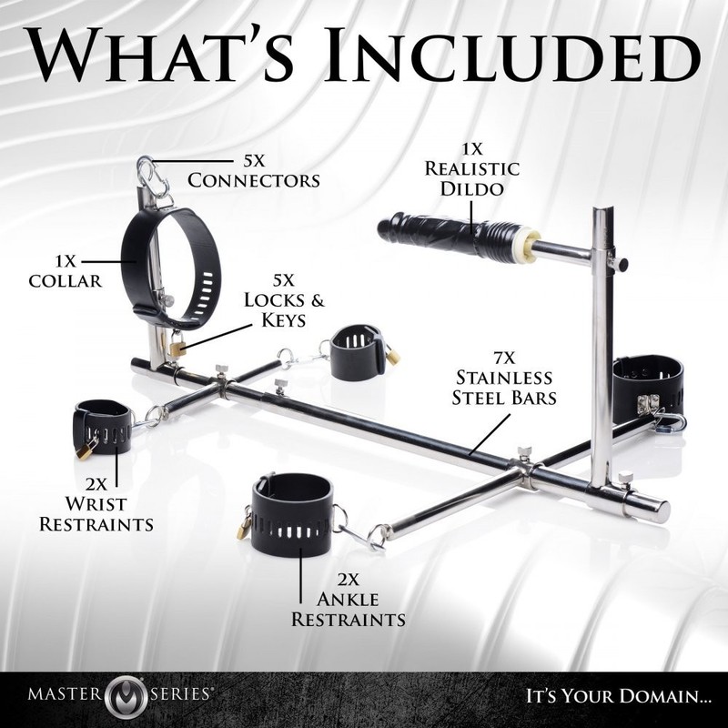 Master Series Imprisoned Metal Stockade – Adjustable Bondage Frame with Attachme gallery