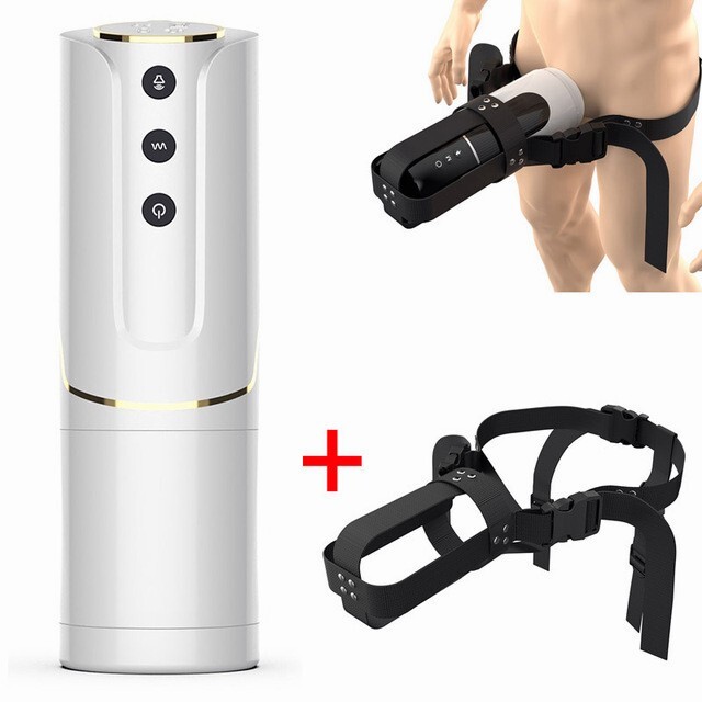 Male Masturbator Wearable Strap Handsfree Rotating Cup Thrusting Stroker Sex Toy