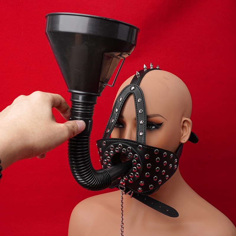Bondage Head Harness Open Mouth Gag with Funnel BDSM Slave Roleplay Adult Games