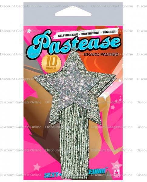 Pastease Silver Glitter Tassle Stars OS Pasties Temporary Tattoo Body Paint gallery