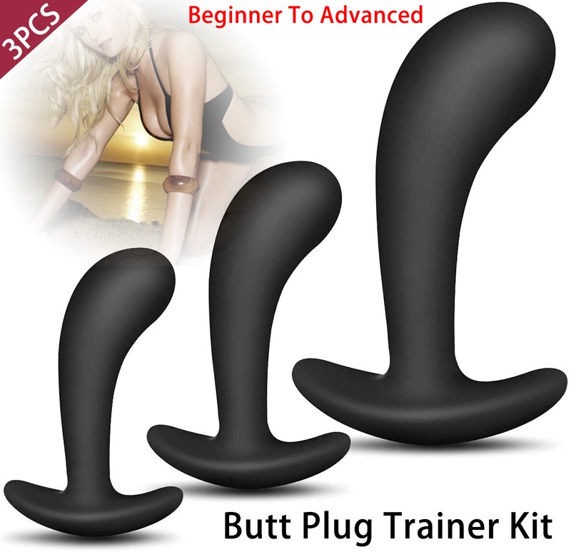 3PCS Anal Butt Plug Trainer Kit Prostate Massage Adult Sex Toys for Women Men