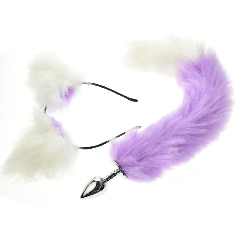 Cute Soft Cat Ears Headband Metal Plug Fox Tail Bead Plug Insert Stopper Cosplay gallery