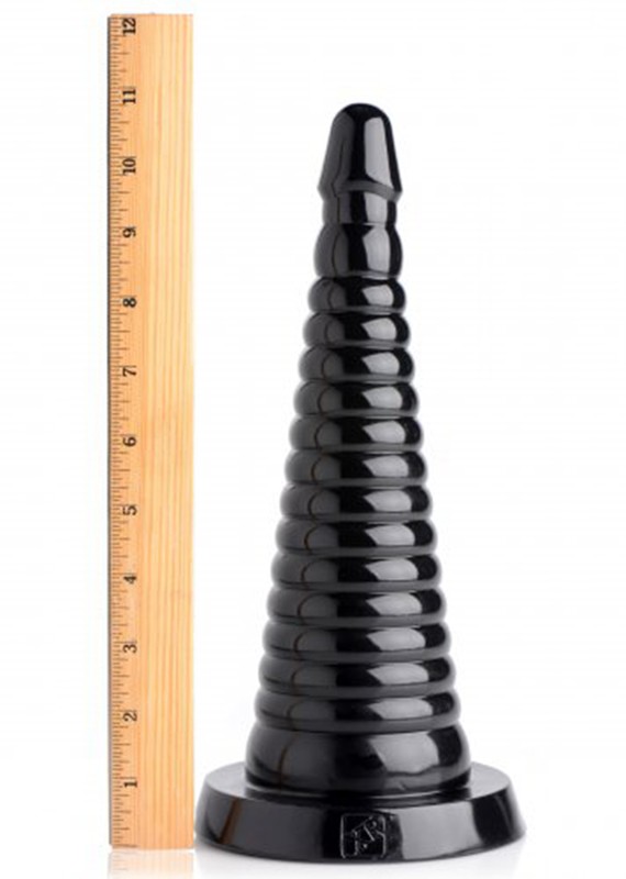 Master-Series-Giant-Huge-Ribbed-Anal-Cone-Dildo-Black-Ass-Stretcher-Butt-Plug