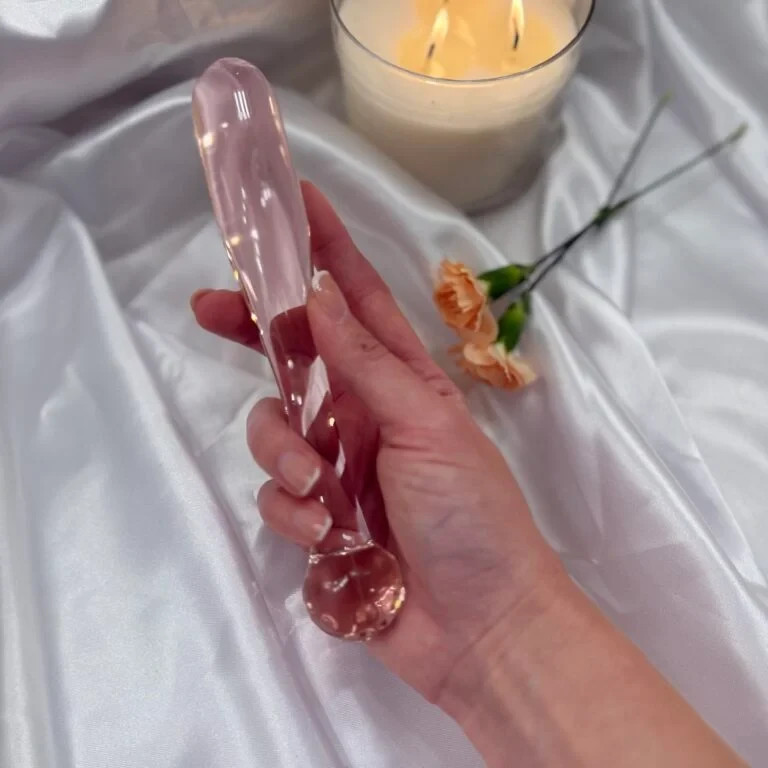 Glass Dildo Rose Quartz Style
