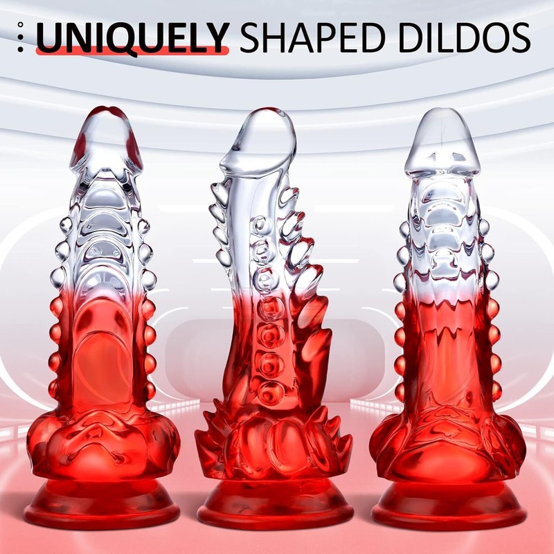 Gradient Red Double Color Dildo – Jelly Anal Dildo Suction Cup Sex Toys for Men