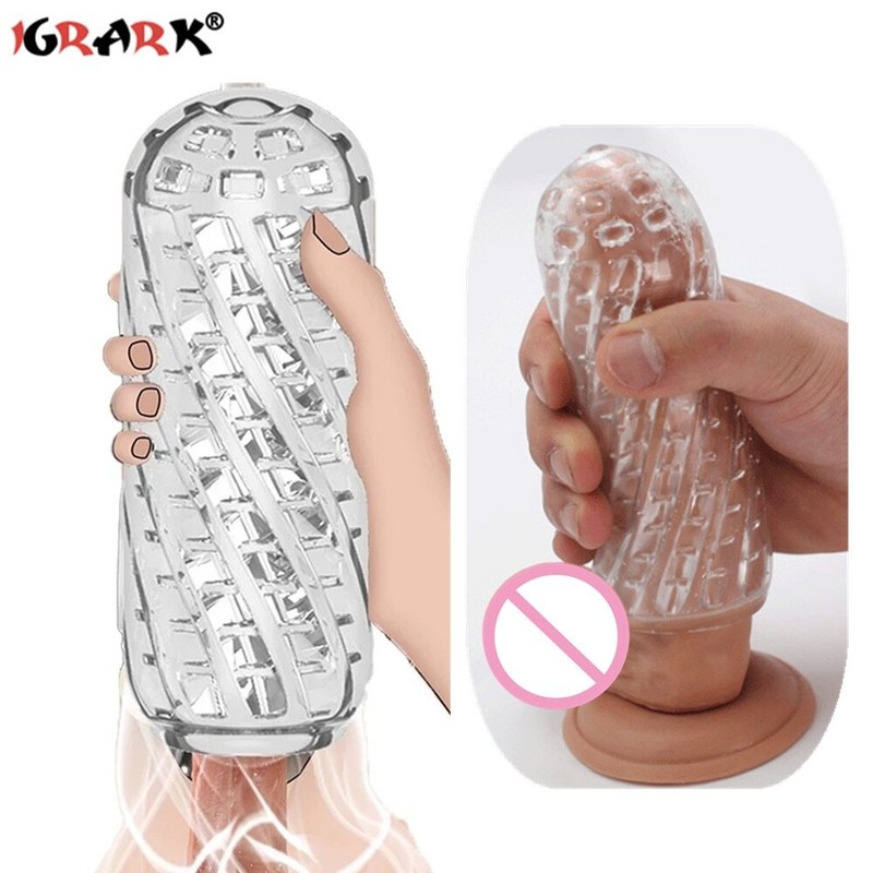Aircraft Cup Male Masturbators Soft Clear Pocket Pussy Penis Sleeve Training