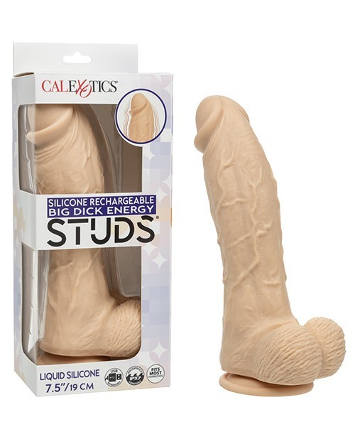 Silicone Rechargeable Big Dick Energy Studs Dildo- Ivory