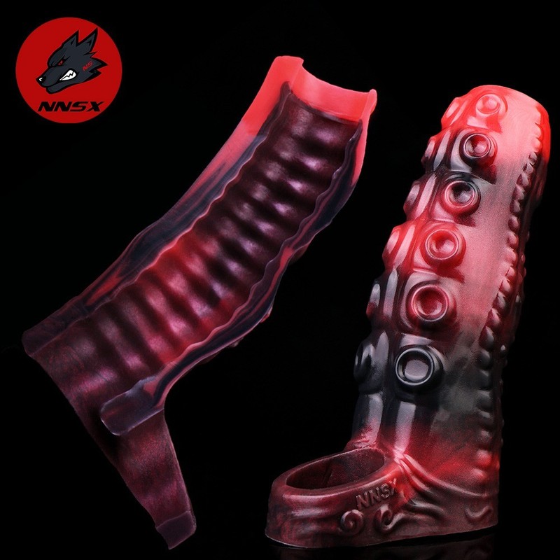 NNSX Penis Sheath Male Bigger Sleeve Girth Reusable Condom Extender Enlarger