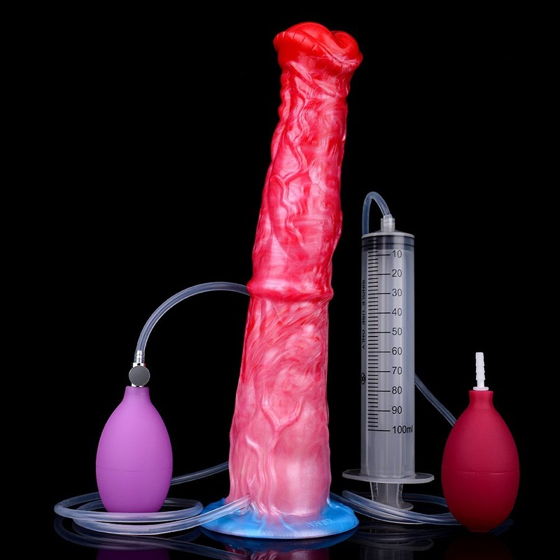 Big Penis Inflatable Squirting Dildo Silicone Anal Plug Female Masturbator gallery