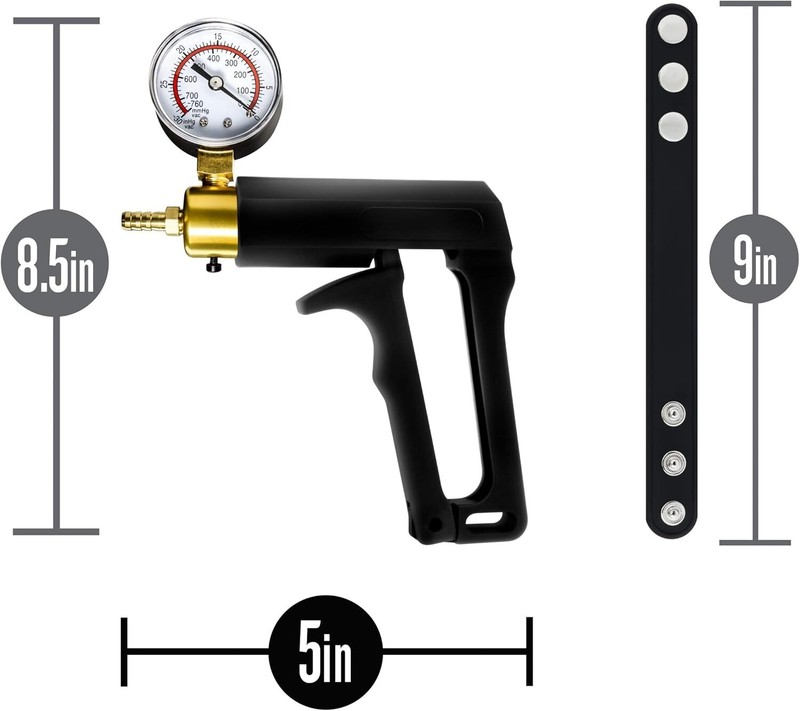 Eden Pump Accessories Kit Pressure Gauge Valve, Silicone Strap, Male Enhancement