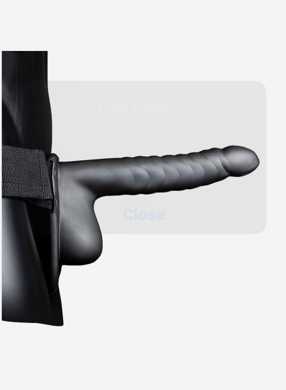 OUCH! SHOTS AMERICA Hollow Strap On With Balls Ribbed Gunmetal 8”/ 21 cm gallery