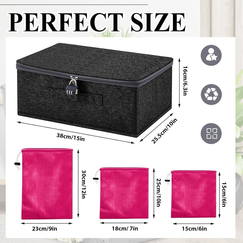 Discreet Lockable Adult Toy Storage Bag Organizer with 9 Drawstring Bags gallery