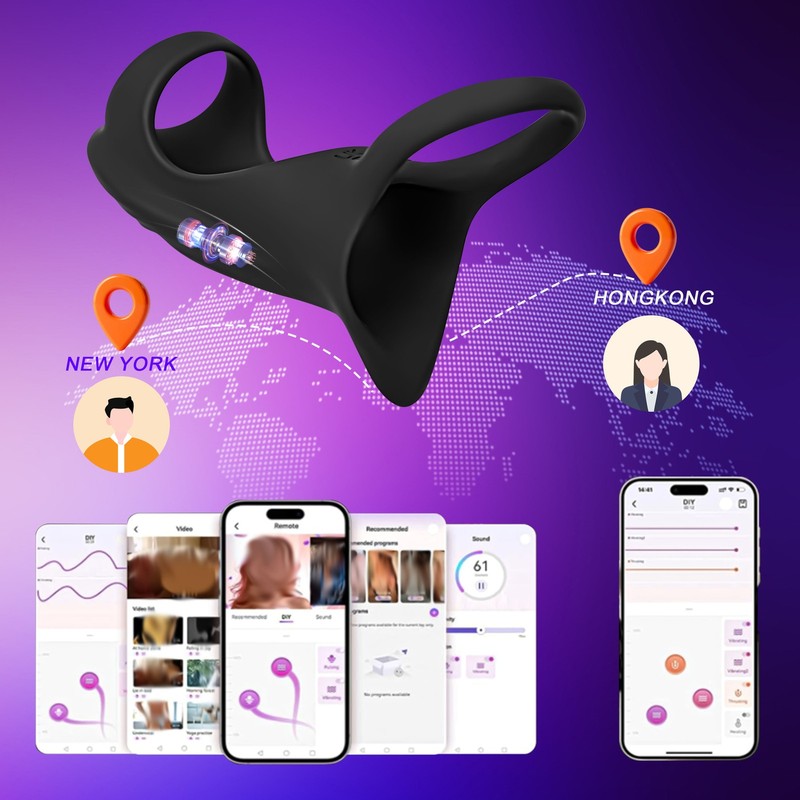 Penis Ring App Control Male Vibrator Masturbator Black Cock Ring Sex Toy for Men gallery