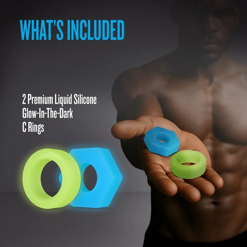 Performance Plus Flash Silicone Glow-in-the-Dark 2 Piece Penis Cock Ring Set