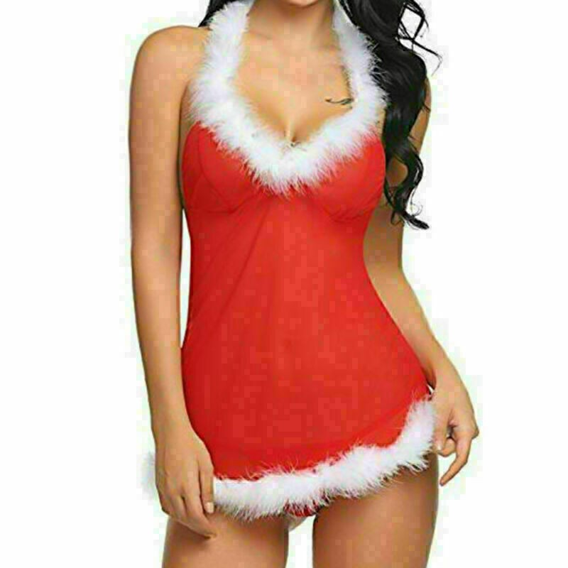 Christmas Underwear Nightwear Red Sexy Lingerie Sleepwear Babydoll Santa Cosplay