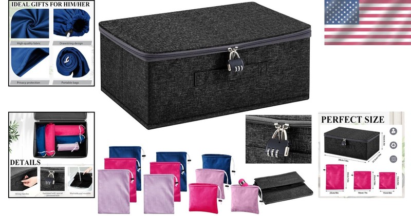 Discreet Lockable Adult Toy Storage Bag Organizer with 9 Drawstring Bags gallery