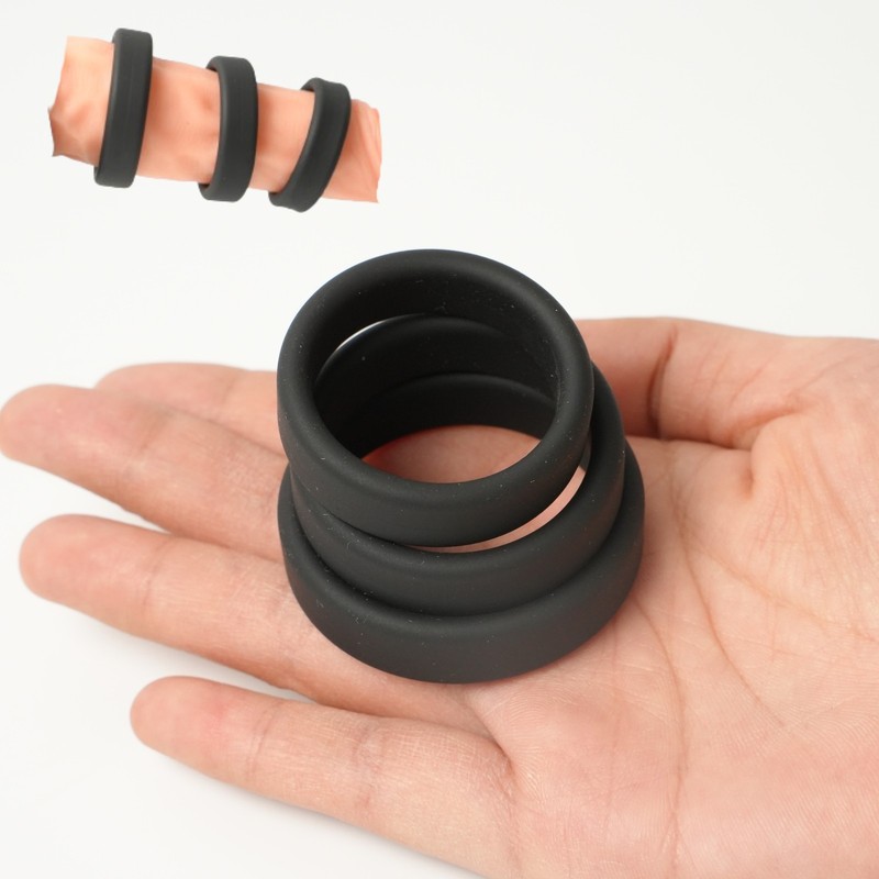 3PCS Penis Ring Silicone Ball Scrotum Stretcher Enhancer Delay Time For Male
