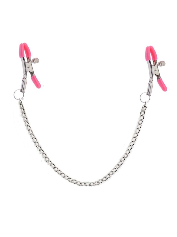 Nipple Clamps Pink with Chain Clip Clamp BDSM Bondage Metal Sex Toys for Women