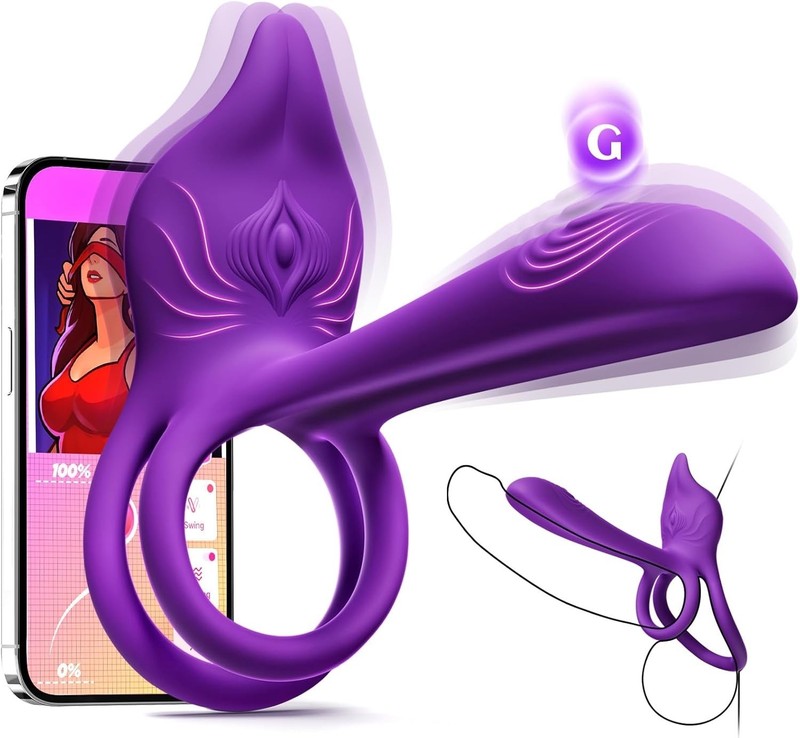 Vibrating Cock Ring Couples Sex Toys – MOOLIGIRL Dual Penis Ring Vibrator with F