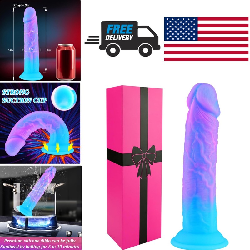 Waterproof 9 Inch Colorful Silicone Fantasy Dildo with Strong Suction Base