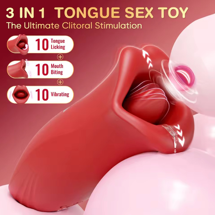 Rose Sucking Vibrator Oral Clit Tongue Licking G-Spot Dildo Sex Toys For Women gallery