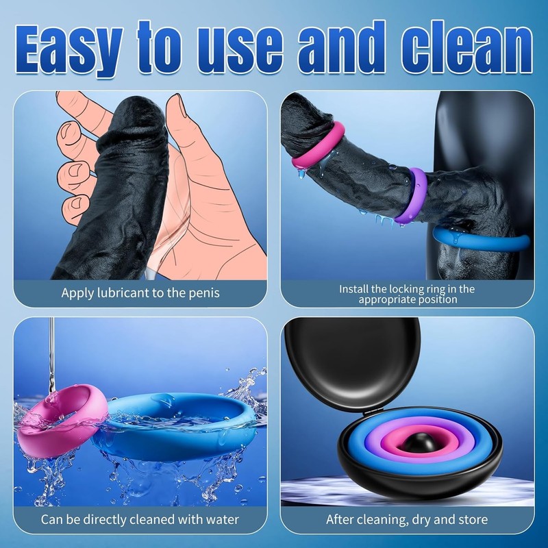 Cockring 3PCS/set Silicone Erection Penis Ball Rings Adjustable Sex Toy For Men gallery