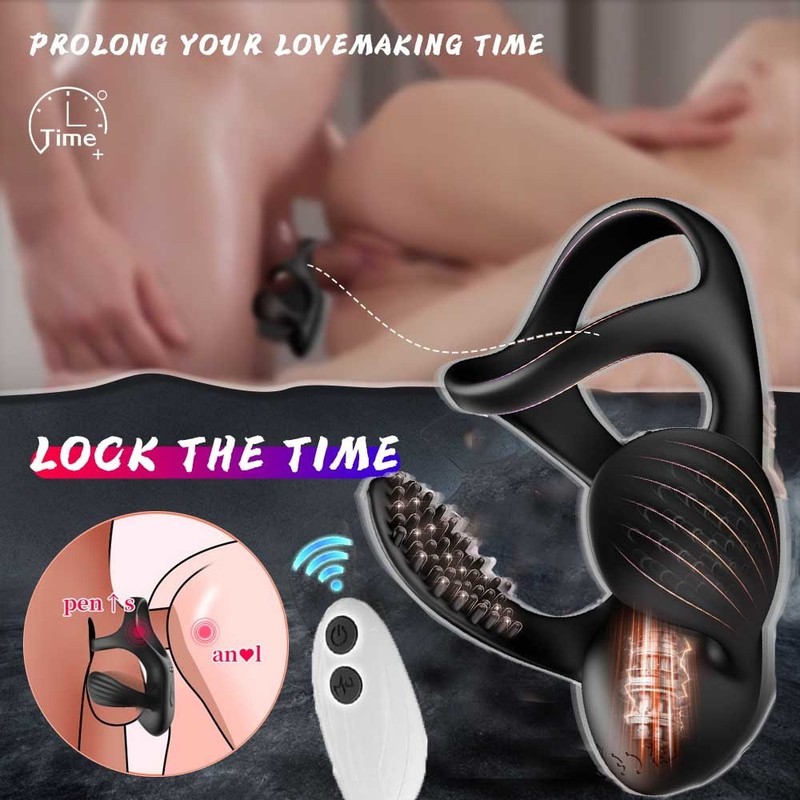 Cock Ring for Testicle Stimulator Vibrating Penis Ring With Remote Sex Toys Men