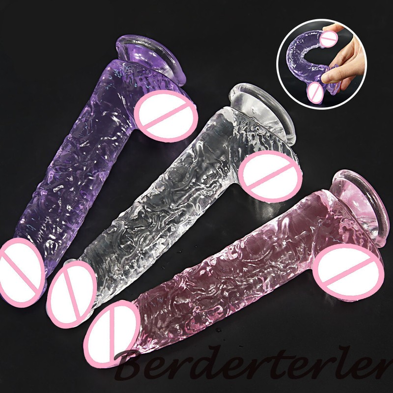 Jelly Dildo with Suction Cup G Spot Masturbation Massage Women Adults Sex Toys