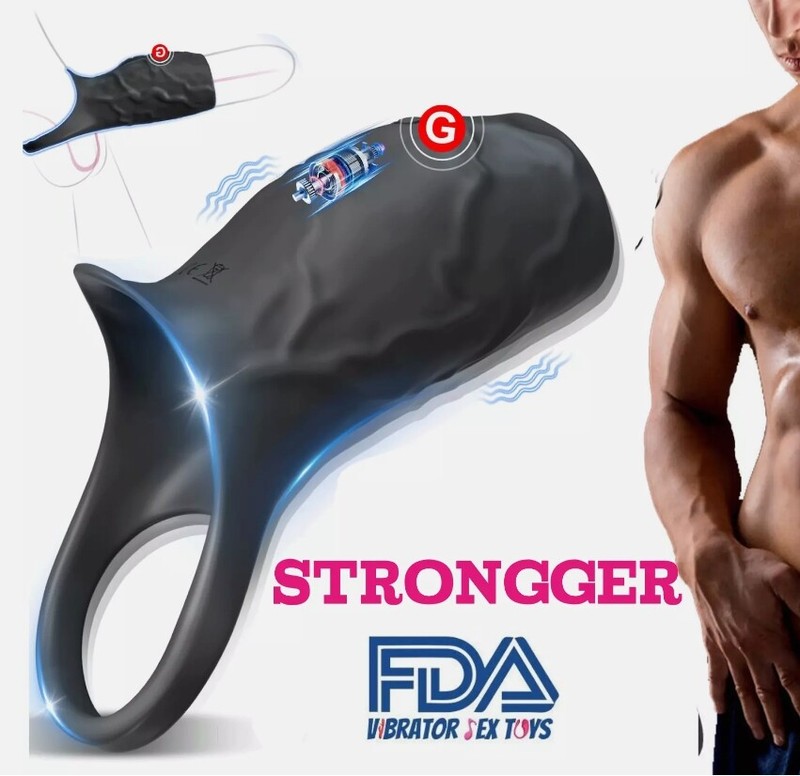 Vibrating Penis Extender Sleeve Cock Ring Vibrator Extension Men Couple Sex Toys gallery