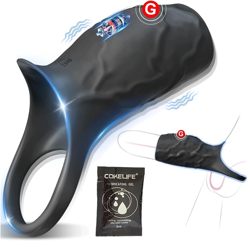 Vibrating Penis Extender Sleeve Cock Ring Vibrator Extension Men Couple Sex Toys gallery