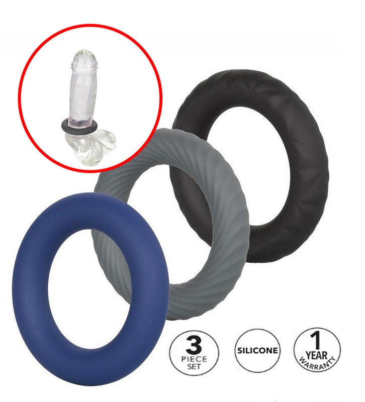Male Scrotum Testicle Squeeze Ring Cage KIT Soft Stretcher Enhancer Delay Ball