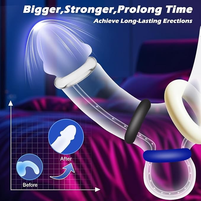 3Pcs Cock Ring Super Stretchy Strong Stay Harder Penis Rings Men +60ml Lubricant gallery
