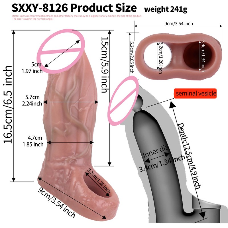 Realistic Sex Toys Silicone Lifelike Textured Penis Sheath Extender Skin Feeling