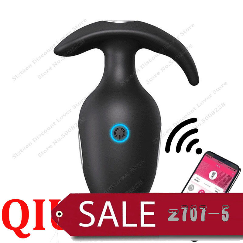 QIUI APP Control Male Vibrator Thunderbolt Shock Vibrating Butt Plug Gay Sex Toy