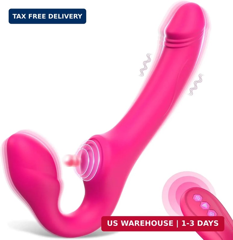 Strapless Strap-On Double-Ended Dildo with 10 Modes & Remote Control, Anti-Slip