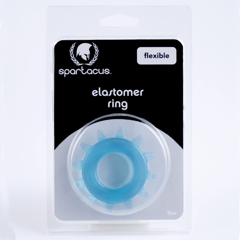 Spartacus Pleasurably Stretchable Elastomer Cock Ring Stud Blue, New