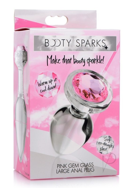 Booty Sparks Pink Gem Glass Anal Plug – Large – Pink/Clear