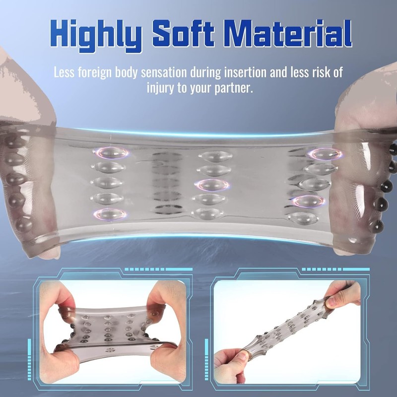 Penis Sleeve Girth Cock Rings with 6 Stretchy Textured Studded Stretchy Couple gallery