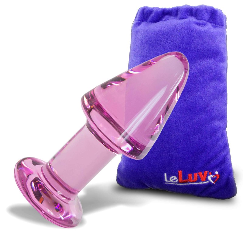 LeLuv Butt Plug 4 Inch Glass Thick Anal Toy with Premium Padded Pouch